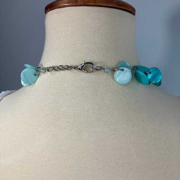 Blue Ombre Capiz Shell Necklace Dangle Costume Jewelry Coastal - Picture 9 of 9